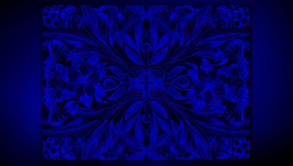 Bestiario with blue light Artep rug