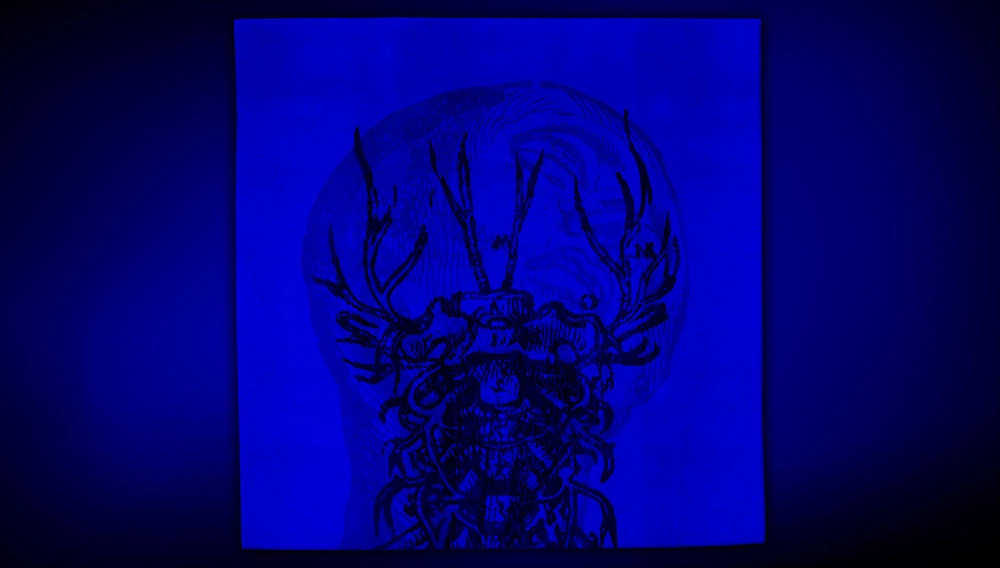 VESALIO Skull Artep rug with blue light